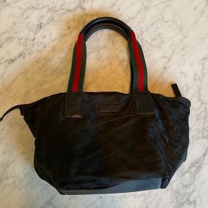 Gucci Small Black GG Canvas Tote